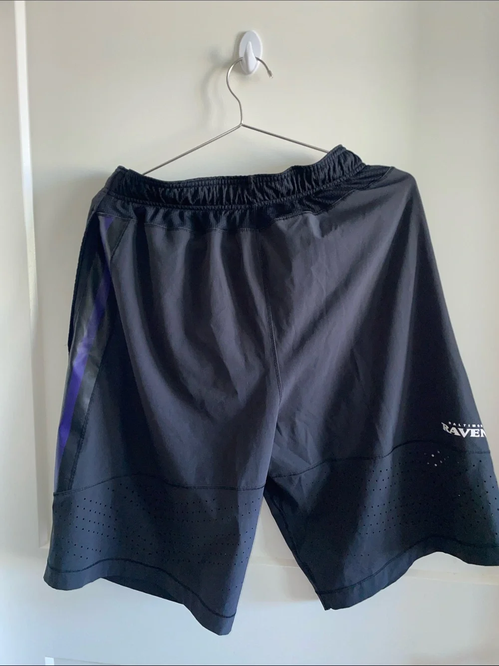 NFL Baltimore Ravens Black Athletic Shorts with Purple Accents